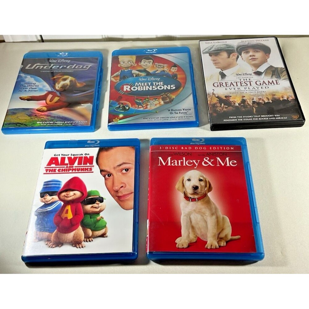 Lot of 5 Children & Family Movies 3 Disney & 2 Fox Blu-Rays & 1 DVD Classics EUC